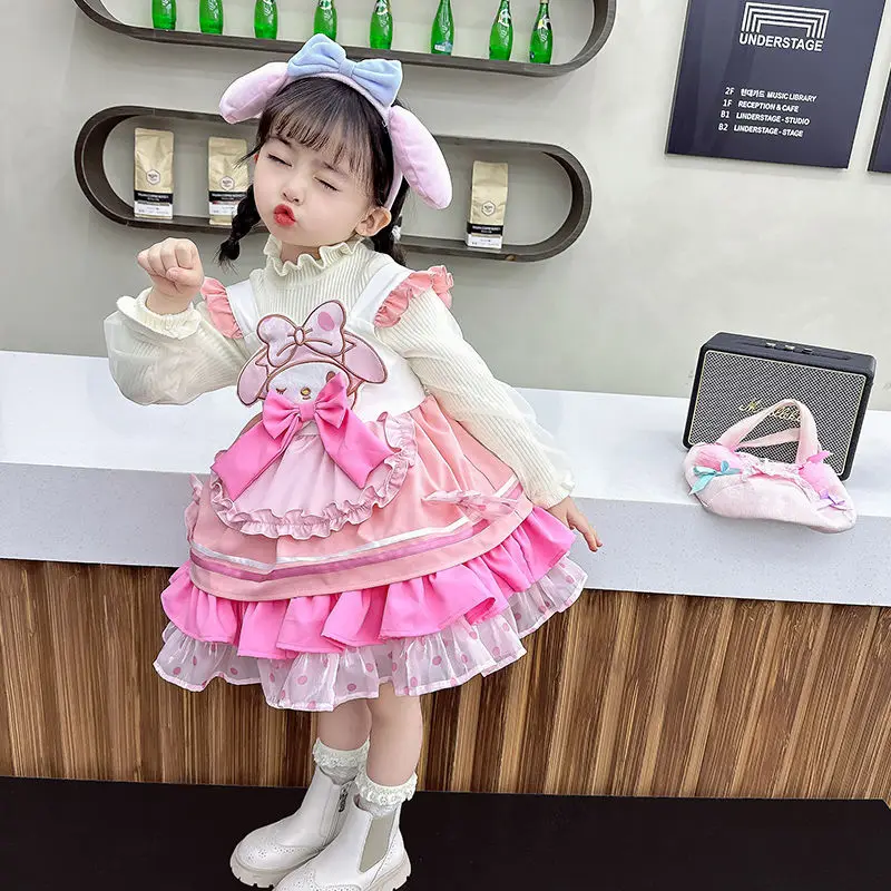 2 pz Kawaii Anime sanios My Melody Girl Cartoon Lolita Dress Kuromi bretella gonna moda principessa Dress Cosplay Costume regalo