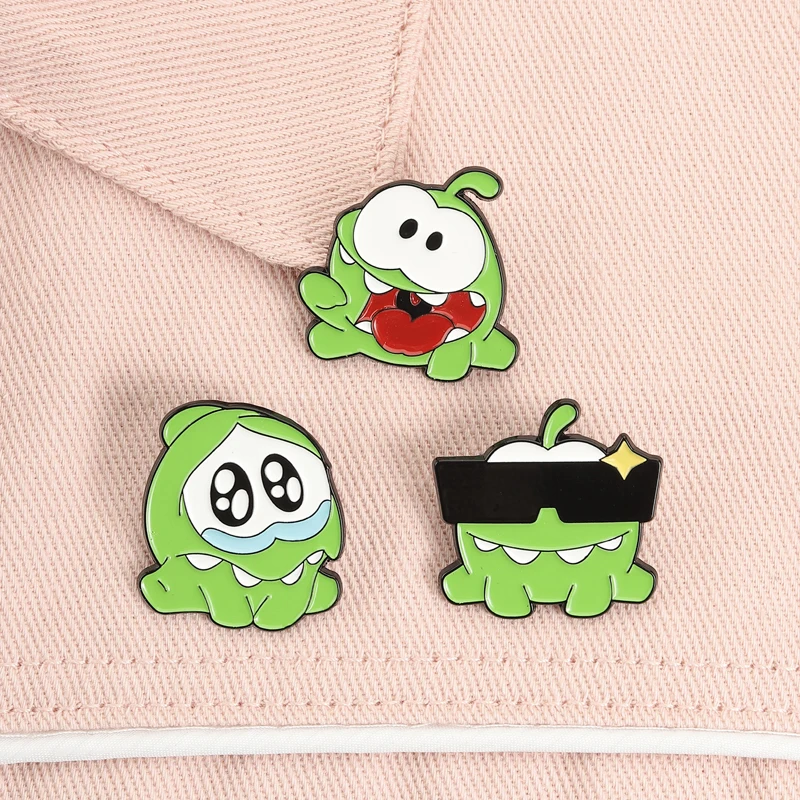 Niedliche grüne Monster-Anstecknadeln mit traurigem, weinendem Gesicht, coole Sonnenbrille, trendige Brosche, Reversnadel, Modeschmuck, Geschenke für Freunde