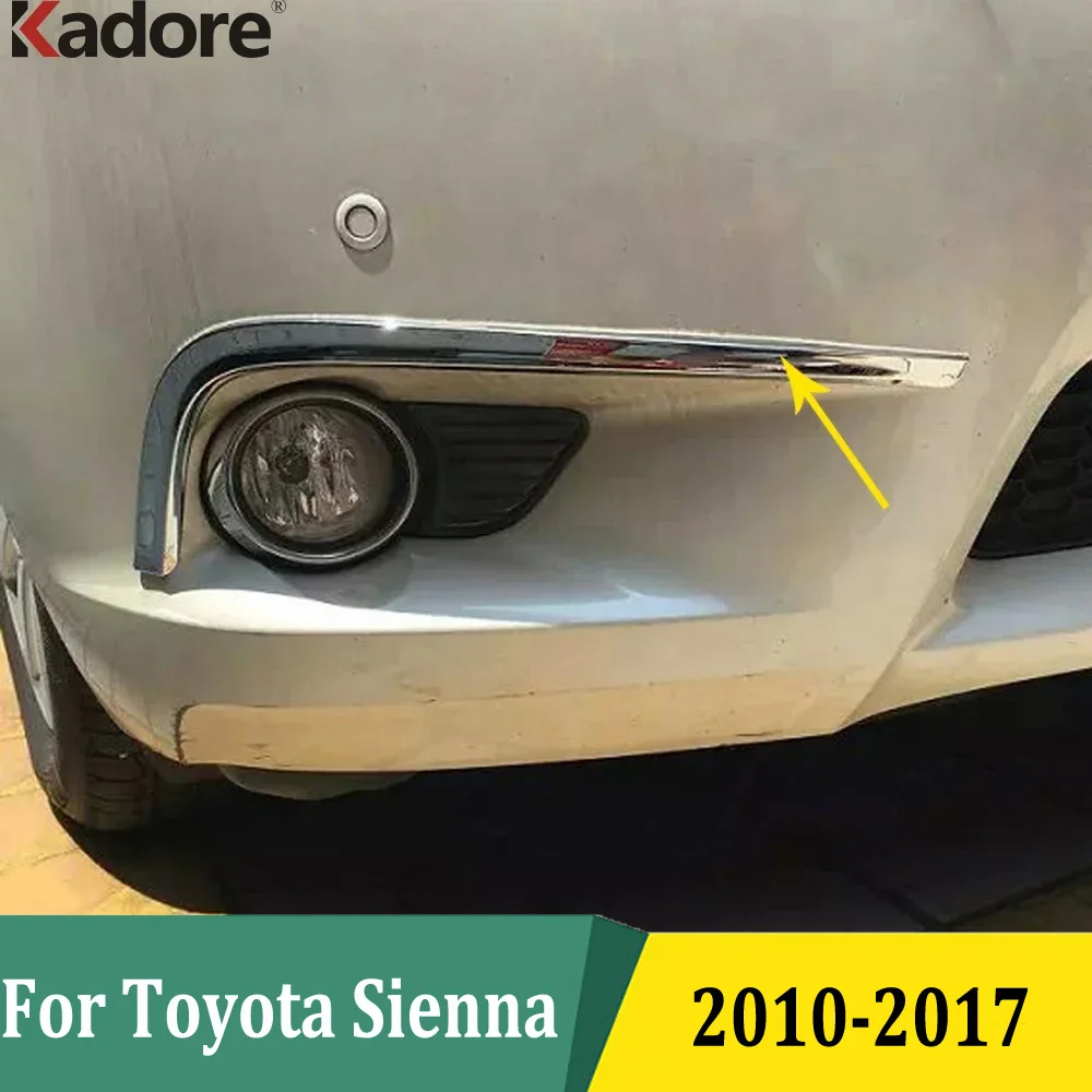 For Toyota Sienna 2010-2012 2013 2014 2015 2016 2017 Chrome Front Foglights Trim Cover Fog Lamp Eyebrow Strip Car Accessories