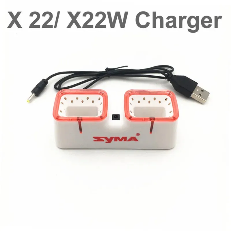 Зарядное устройство и аккумулятор Syma X22 X22W, 3.7V 400mAh LiPo, с двойным USB-разъемом, защита от перезаряда, для радиоуправляемых дронов, запасные части