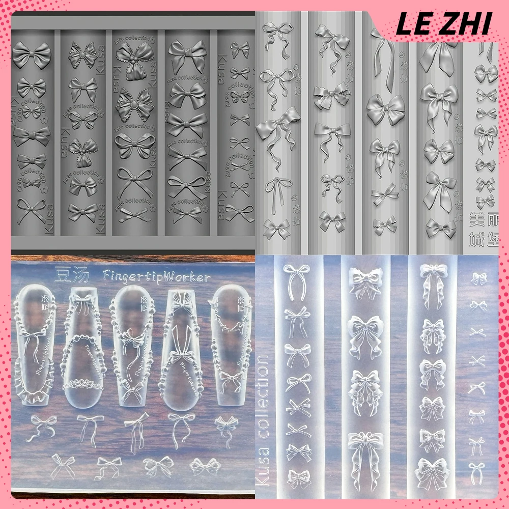 

1Pc Lovely Different Shapes Bowknot Hemline Design Nail Art Mold Diy 3D Silicone Nail Templates Mold Decorations Birthday Gift