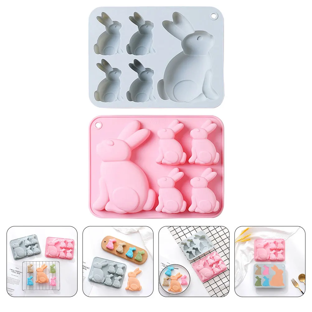 

2Pcs Bunny Mold Silicone Chocolate Making Molds Food-Grade Baking Supply Easter Party Decorations Cake Tools Bunny Mold