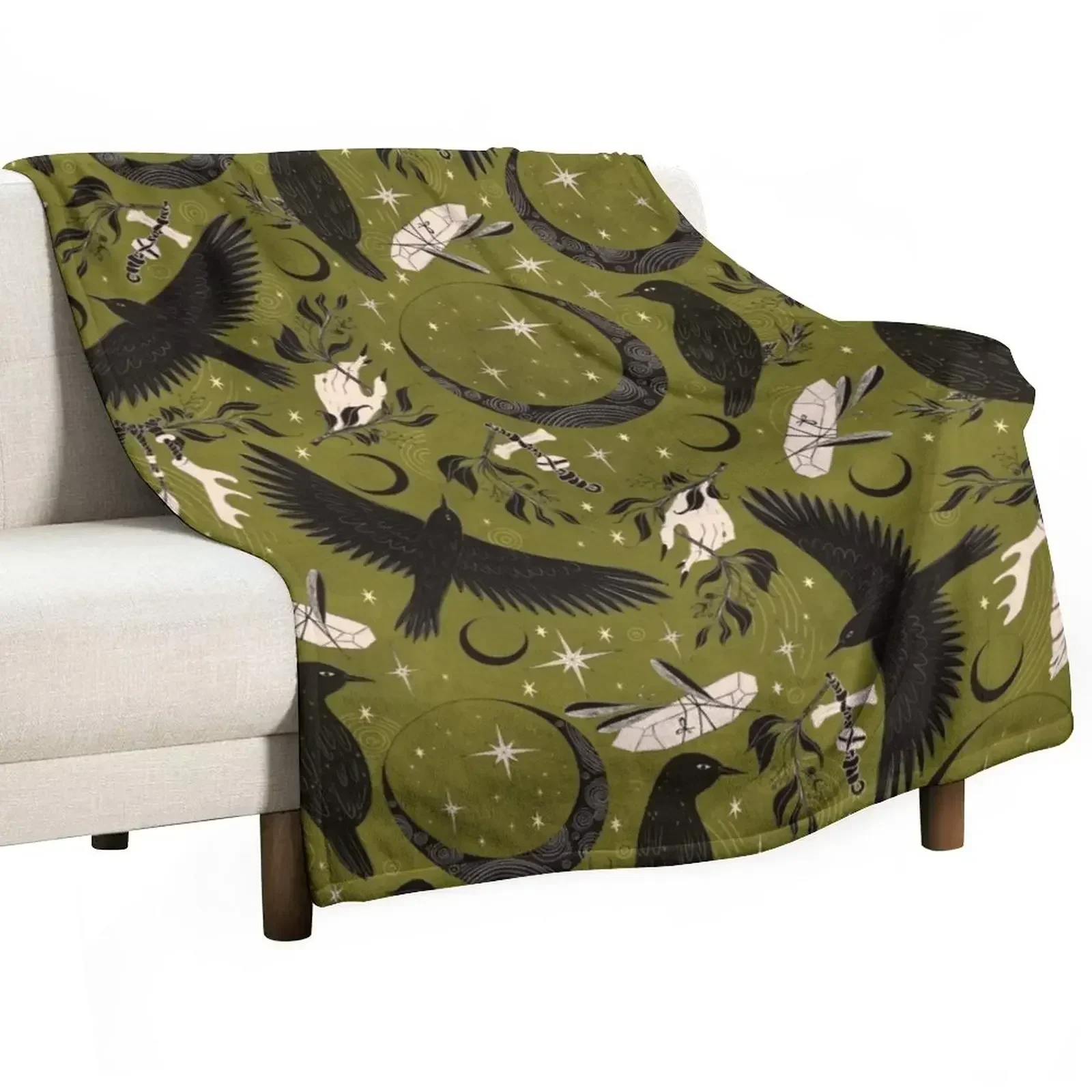 

New Raven Tarot Green Throw Blanket Decorative Throw Cute Blankets