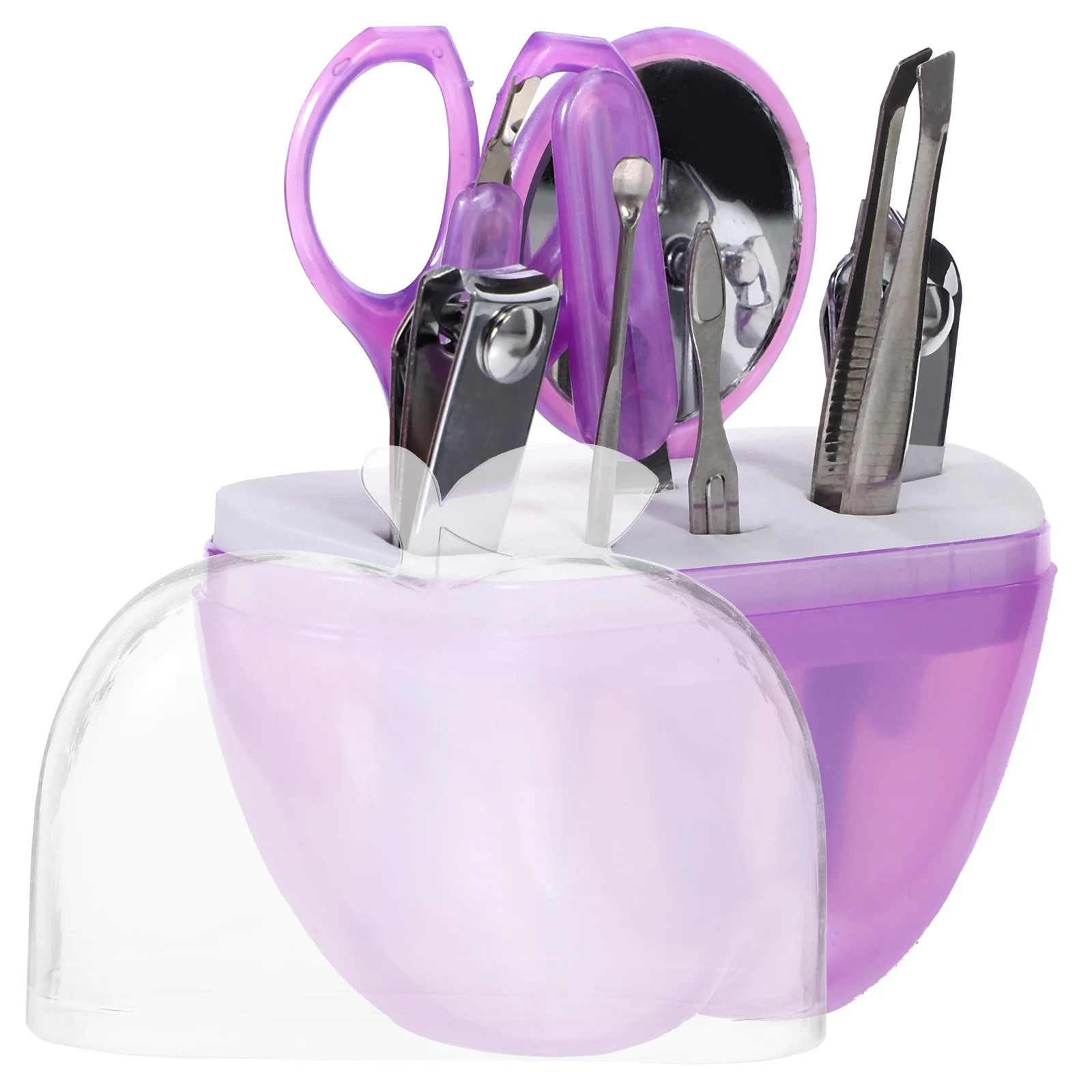 9-delige 9-in-1 nagelknipperset roestvrij staal manicure gereedschap voor vrouwen appelvormige behuizing reizen buitenbenodigdheden
