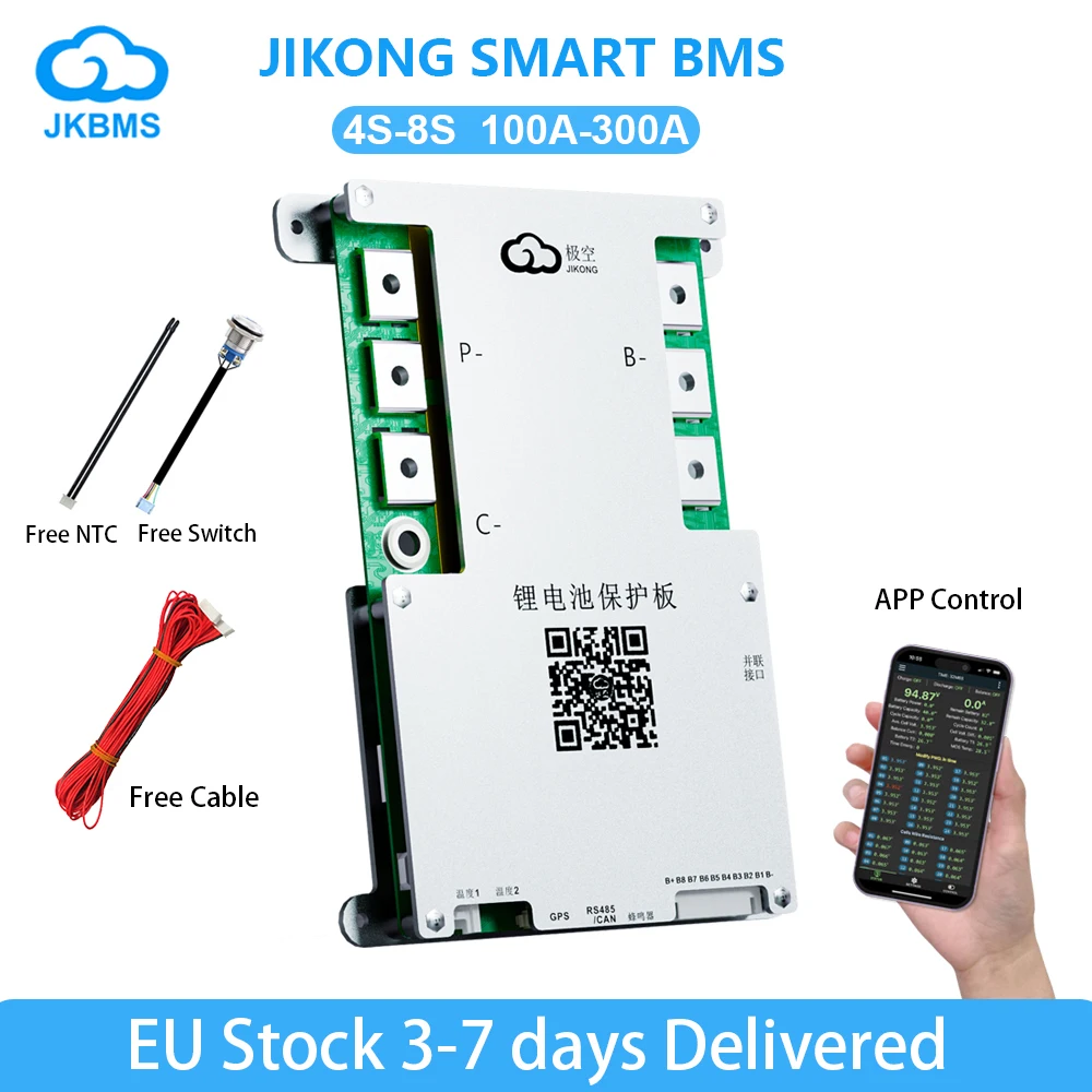 

Smart JIKONG BMS Active Balance BMS 3S 4S 5S 6S 7S 8S 12V 24V 300A BMS for Li-ion Lifepo4 Lto Battery Balance Board Bluetooth BT