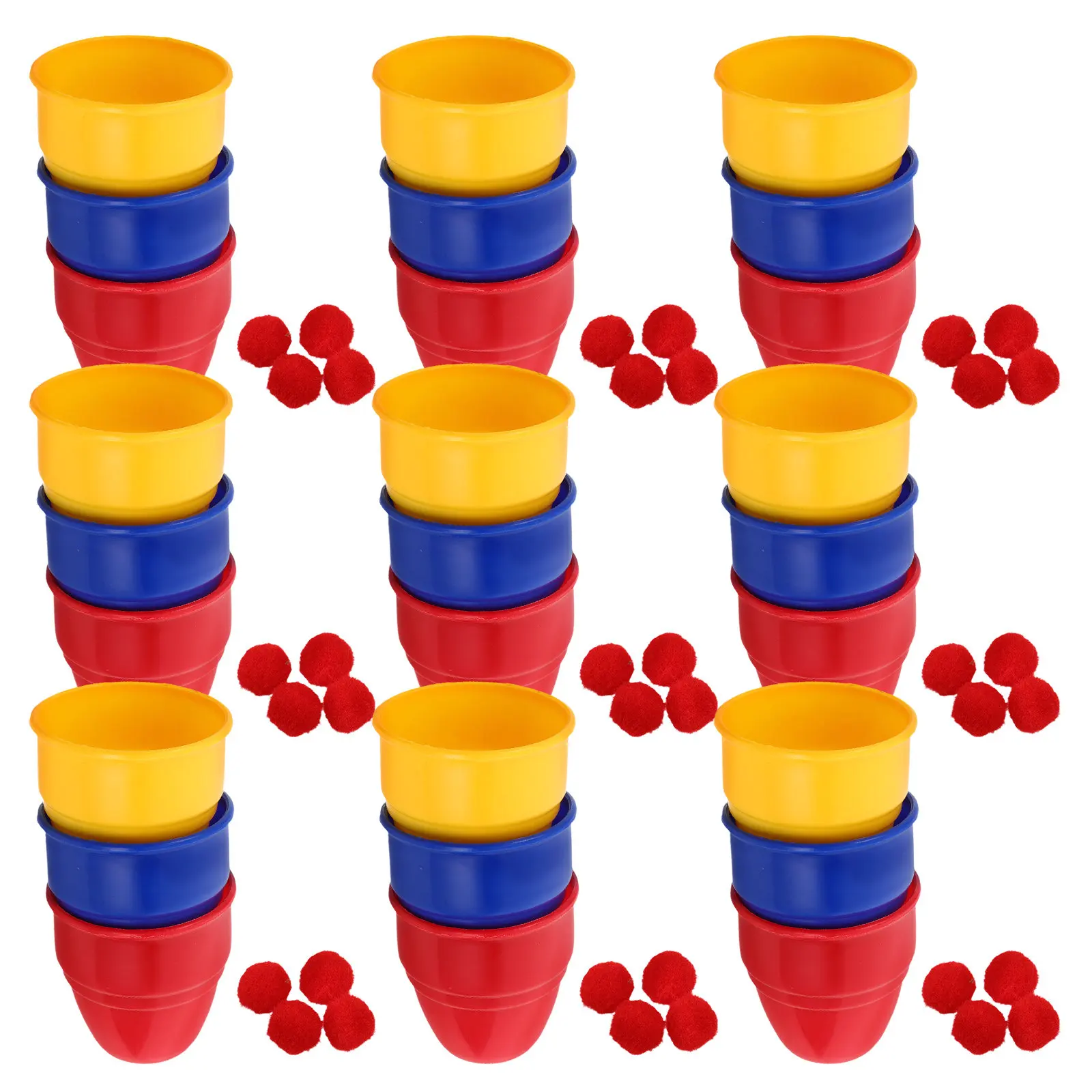 

10Sets Cups and Balls Magic Trick Set Knitted Balls Sturdy Trick Cups for Beginners Kids Party Stage Performances