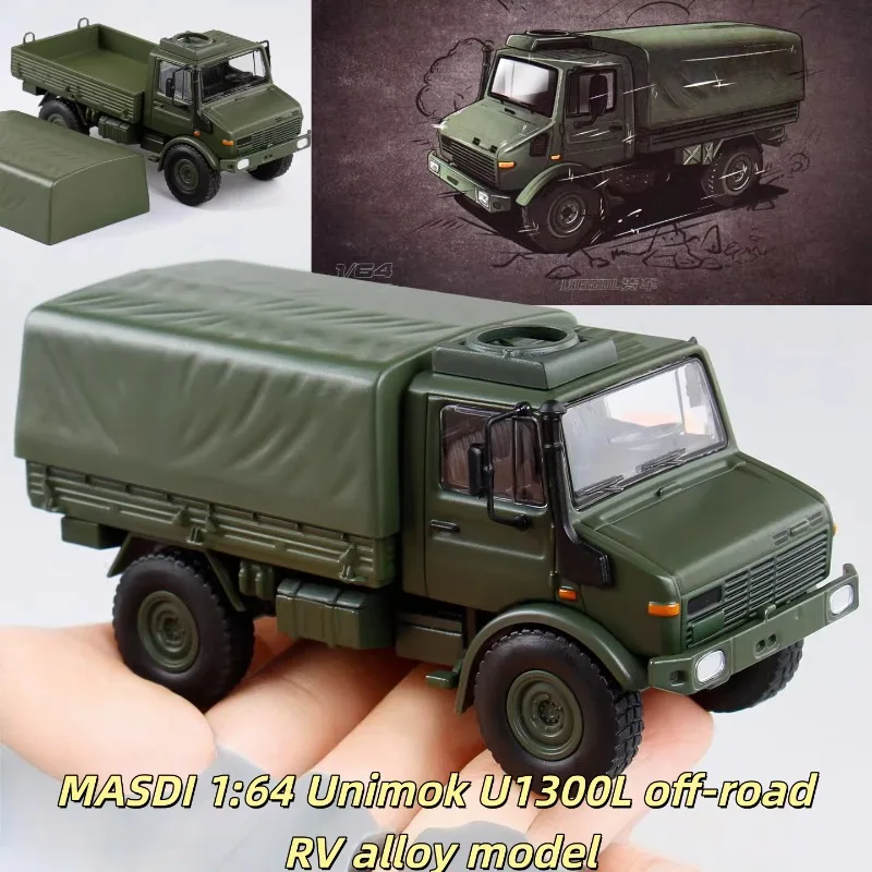 

MASDI 1:64 Unimok U1300L внедорожный автофургон, модель автомобиля из литого под давлением сплава, для подростков, для игр с украшением для взрослых, подарок на день рождения.