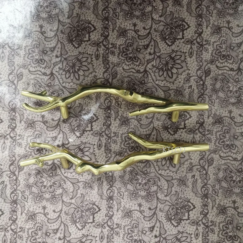 Retro Brass Branch Shape Handle Locker Bookcase Cabinet Pure Copper Cabinet Door Handle