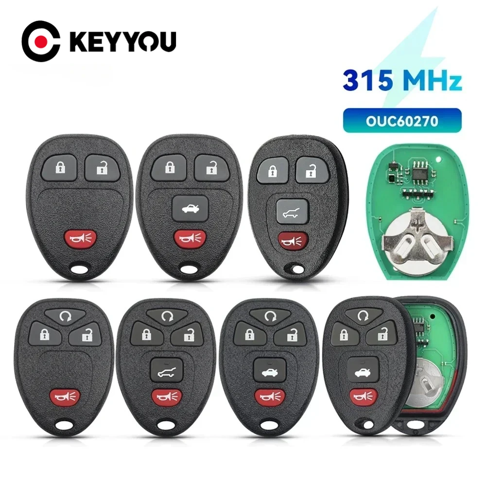 

KEYYOU With Battery For Buick For Chevrolet Tahoe Traverse GMC Yukon 2007 - 2013 OUC60270 315Mhz Entry Remote Control Car Key