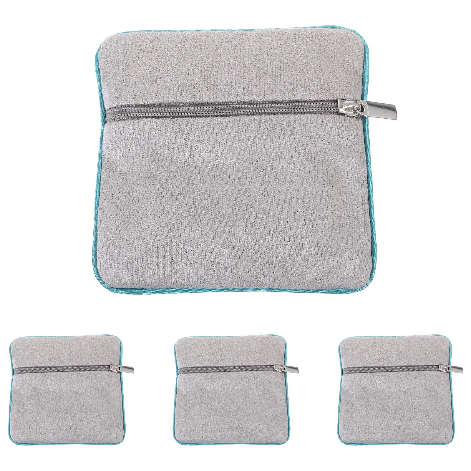 

4 Pcs Jewelry Storage Bag Velvet Travel Pouches Small Portable Dust Proof Gray Color Bracelet Holder Necklace Earring ganizer