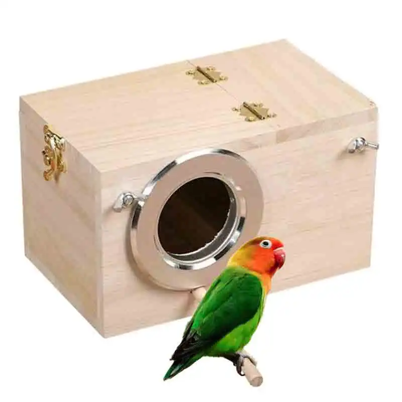 Wooden Bird Cage Nesting Box Breeding Hatching Nest for Parakeet Budgies Cocktail Finch Lovebird Parrot Birdhouse