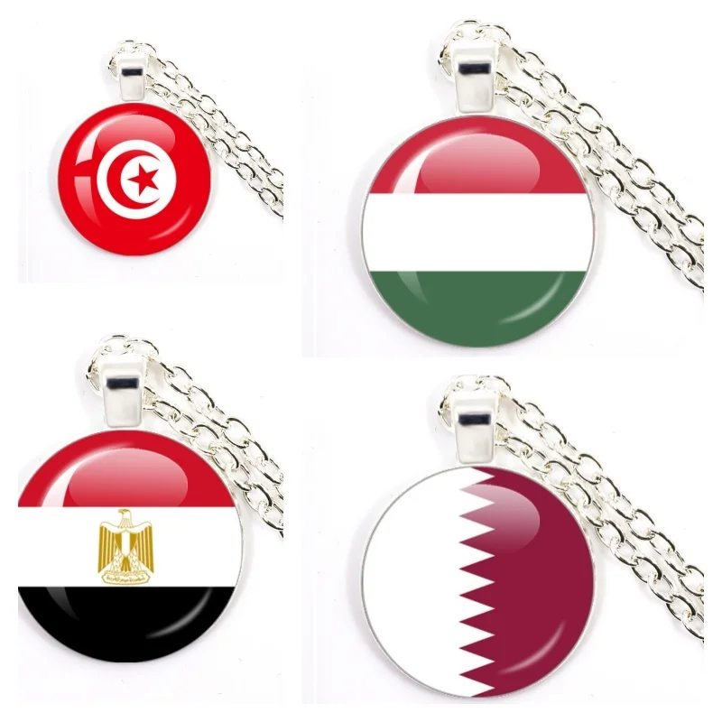 Brazil, Switzerland, United States, Qatar, Canada, Australia Glass Cabochon National Flag 25mm Necklace Pendent Jewelry Gift