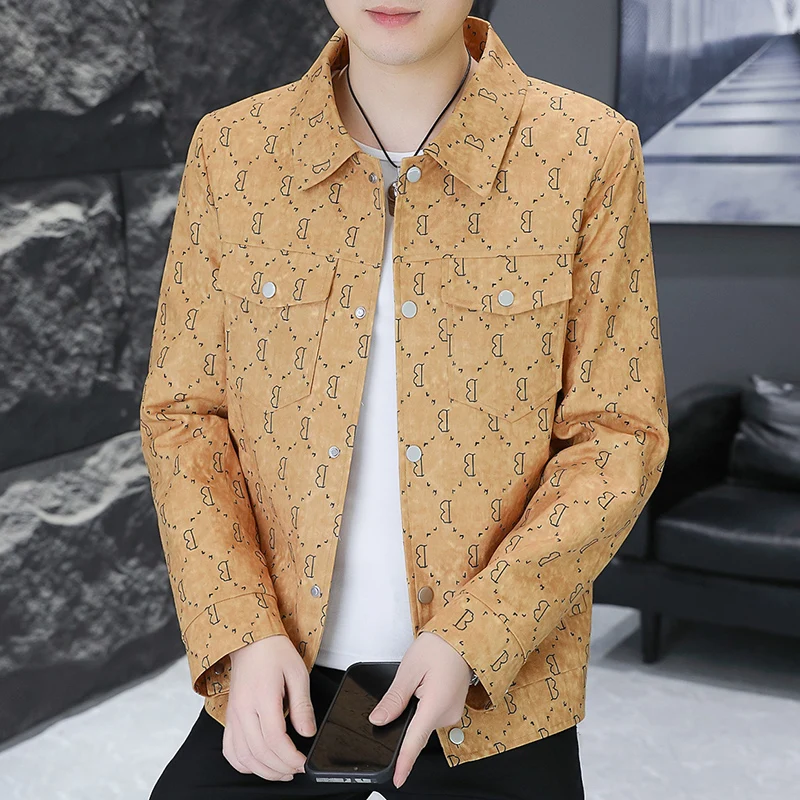 2024 New Men\'s Jacket Spring Autumn Korean Harajuku Fashion Streetwear Trend Jacket Men Casual Men Clothing Print Coat