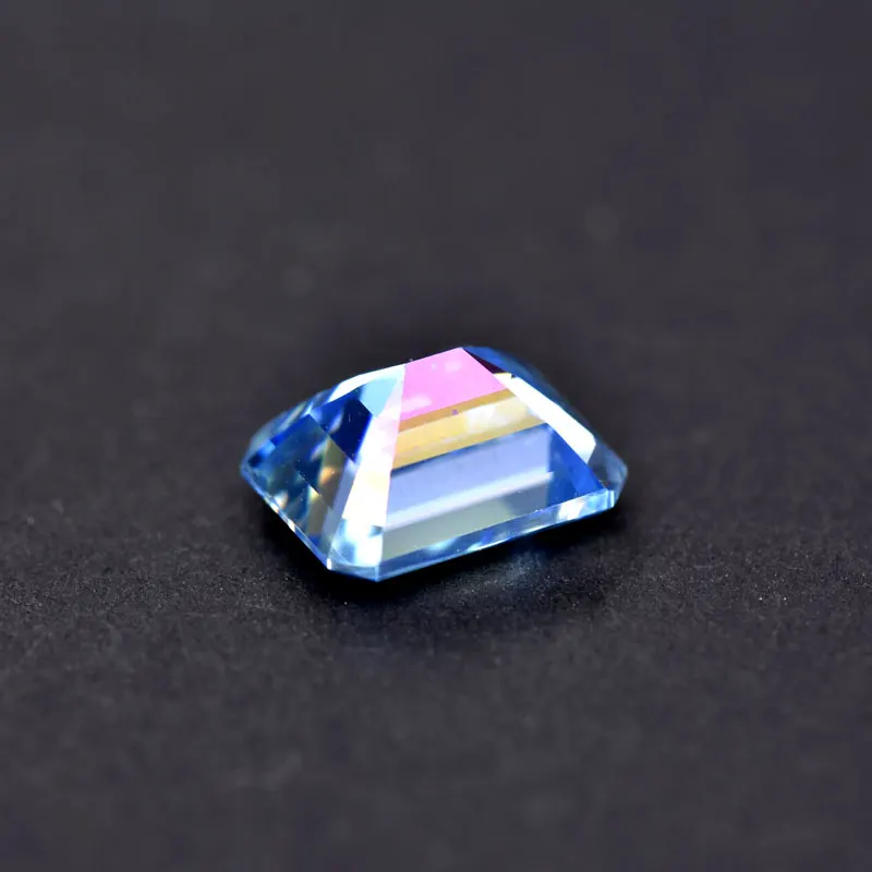 Moissanit-Stein VVS1 Smaragdschliff Eisblau Farb-Zertifizierter Synthetischer Edelstein – Detail 2