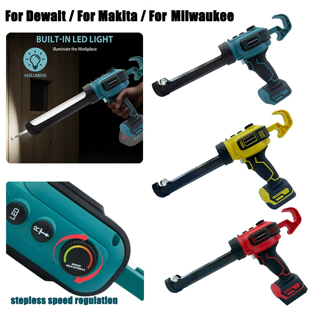 

For Dewalt 20V Electric Caulking Gun for Makita/Milwaukee Battery Cement Glass Adhesive Glue Seal Sealant Tool Wireless Glue Gun