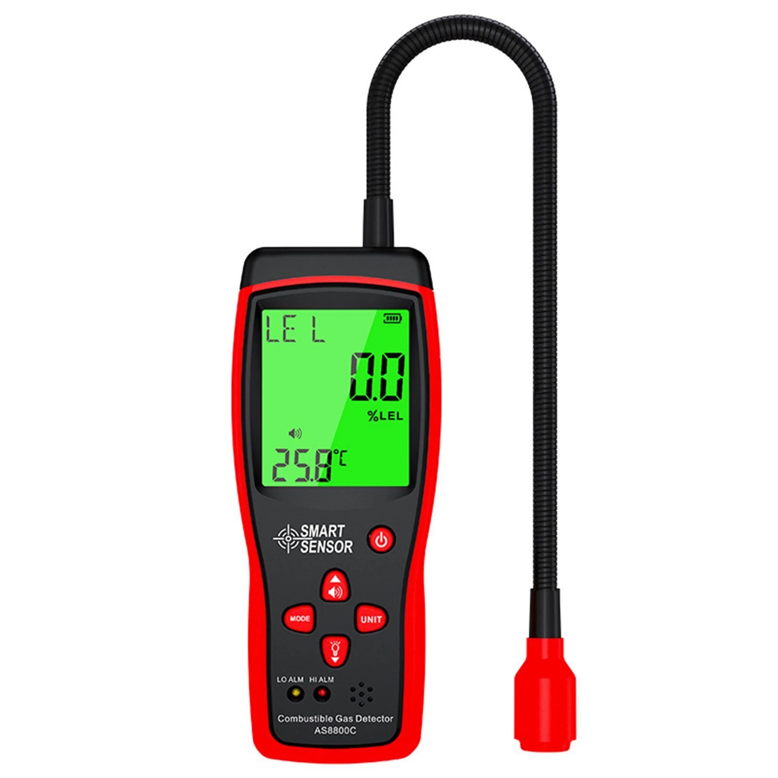 

Handheld Combustible Gas Leak Detector Portable Combustible Gas Concentration Analyzer with Temperature Test and Audible and Vis