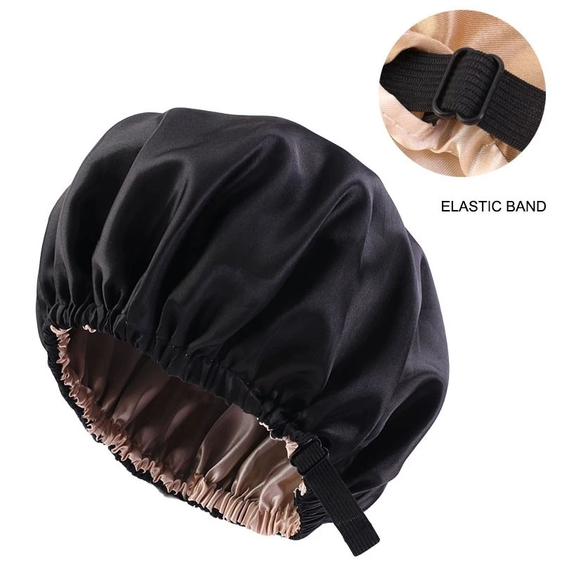 Bonnet de Nuit en Satin pour Femme, pio Invisible, Soins Capillaires Ronds, Vêtements de Sauna, Cérémonie, Bouton Réglable, Nouveau