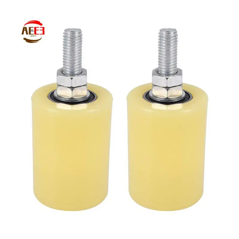 AEE3-2PCS 50X70mm PP Steel Flat Roller Bearing Guiding Wheel 6201 M12 Screw For Electric Door Sliding Gate