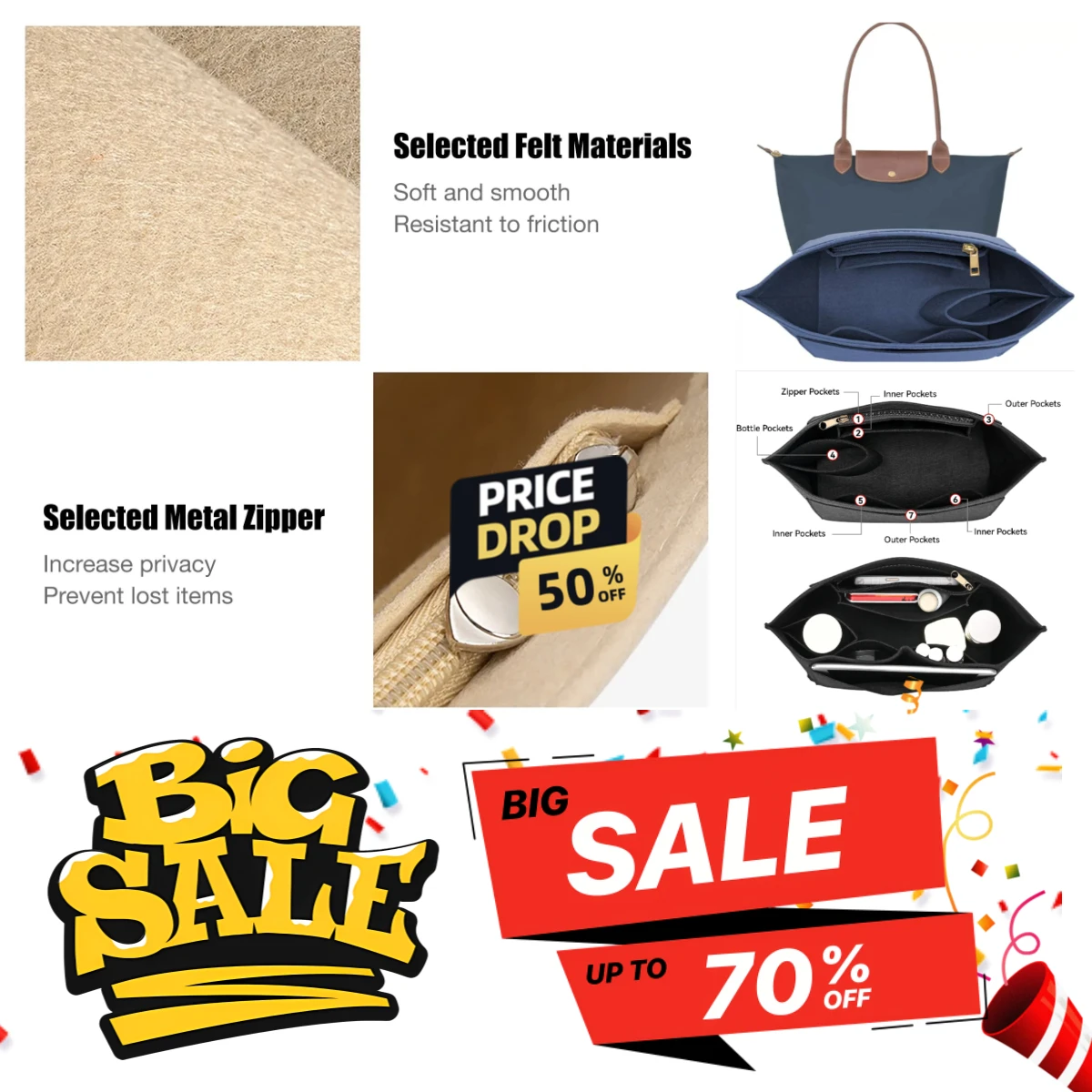 

For Longchamp Lining Business Dinner Wallet Key Mommy Makeup Evening Gown Handbag Shoulder Backpack Crossbody Travel Bag