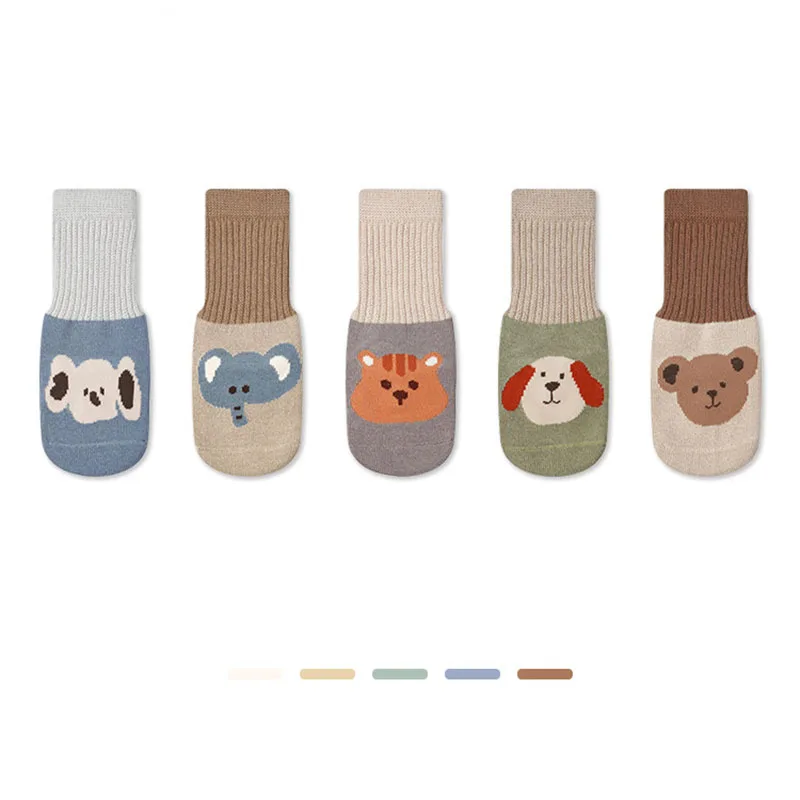 0-5 Years 5 Pairs Patchwork Cartoon Kids Baby Socks for Newborn Girls Boys Middle Length Tube Socks Baby Accessory