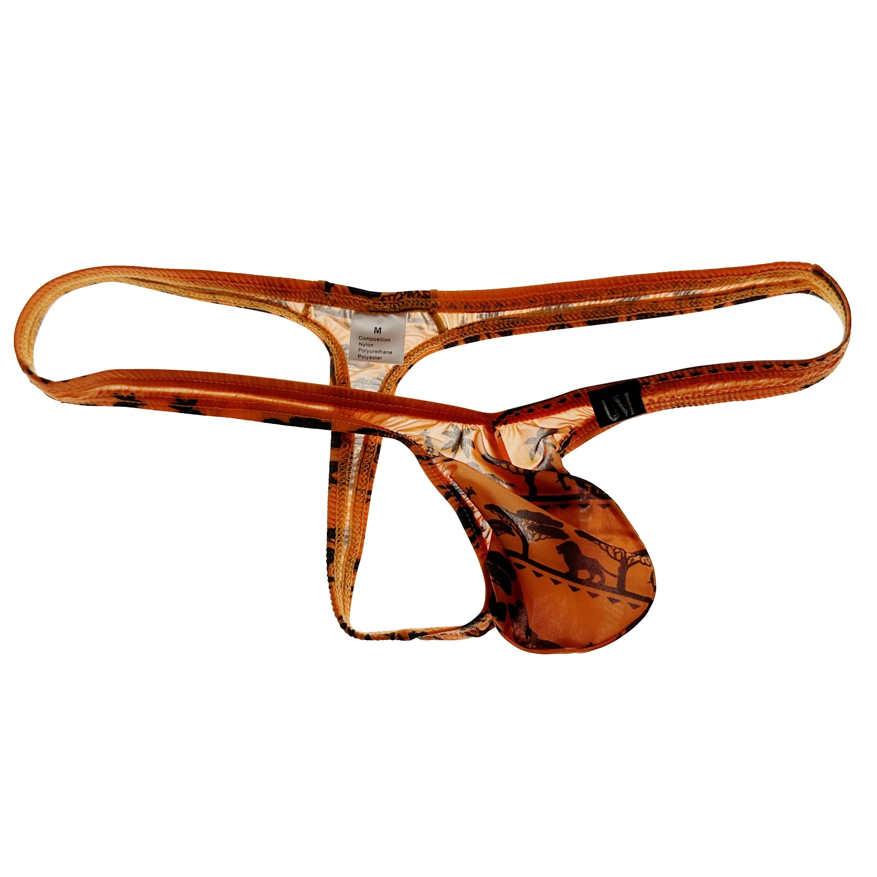 Men's Printed Low-Waist Thong Underwear Thin Semi-Transparent Ice Silk Sexy Single Thong Pure Desire Fashionable Men's Briefs