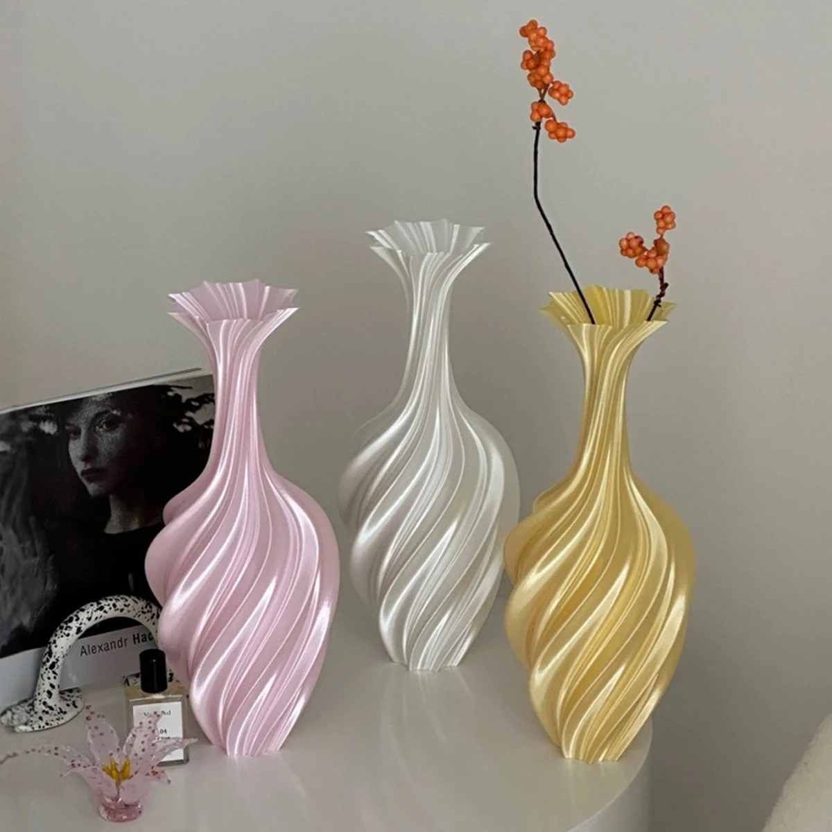 1 Stück Abstrakte Kunststoff-Vase für Wohnzimmer, Büro, Blumenarrangement, Dekoration, Handwerk, Hochzeitstisch-Mittelstück