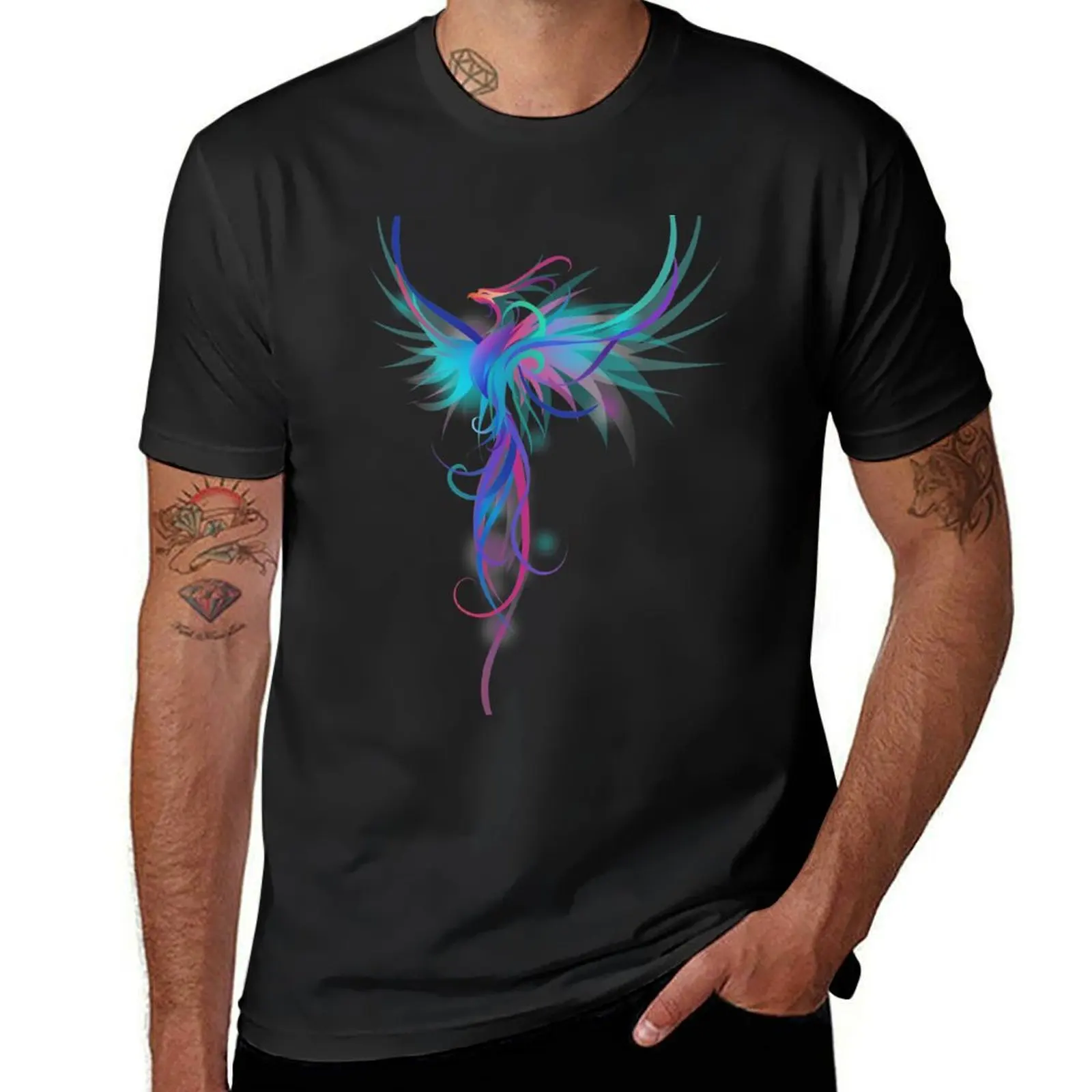 Fantastic Blue-Pink Phoenix T-Shirt Blouse cute tops customs sweat mens cotton t shirts