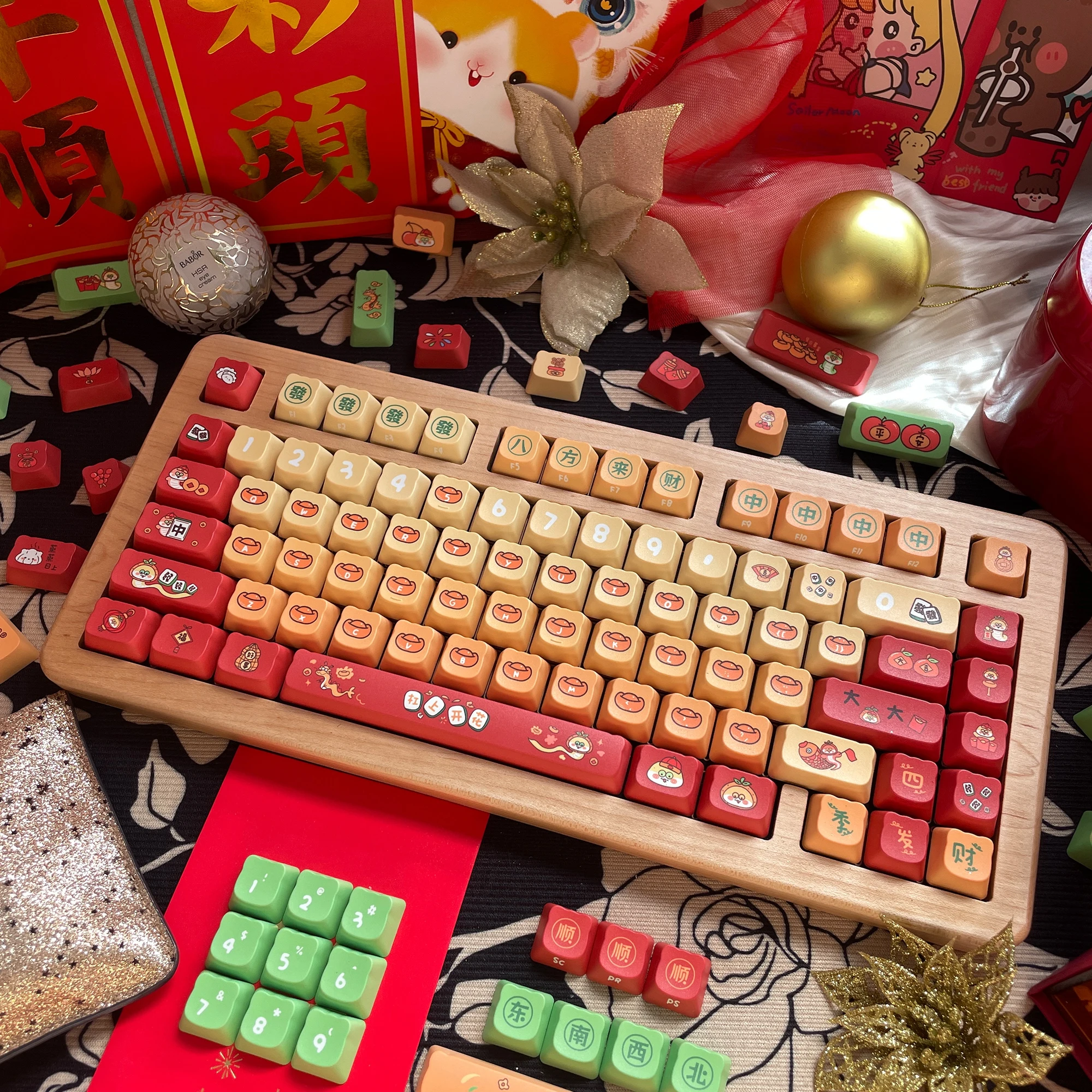 Fa Cai Snake Keycaps PDA Altura Classe Moa Keycaps Teclado Mecânico Bonito Teclado Personalizado Keycaps