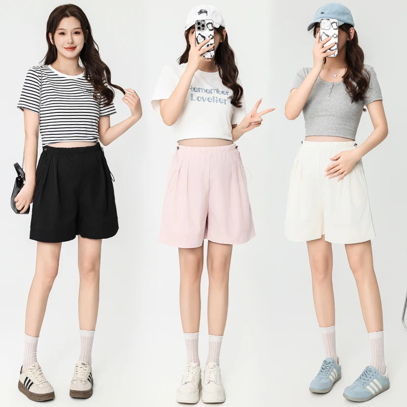 

Maternity Summer Shorts Lightweight Breathable Palazzo Mid-Thigh Shorts for Pregnancy (No Belly Support, Casual Wide-Leg Design)
