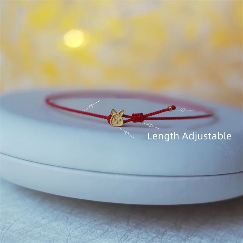 Handmade Red Rope Metal Rabbit Lucy Bracelets Bangles For Girls Women Size Adjustable Bracelet Anklet  Drop Shipping