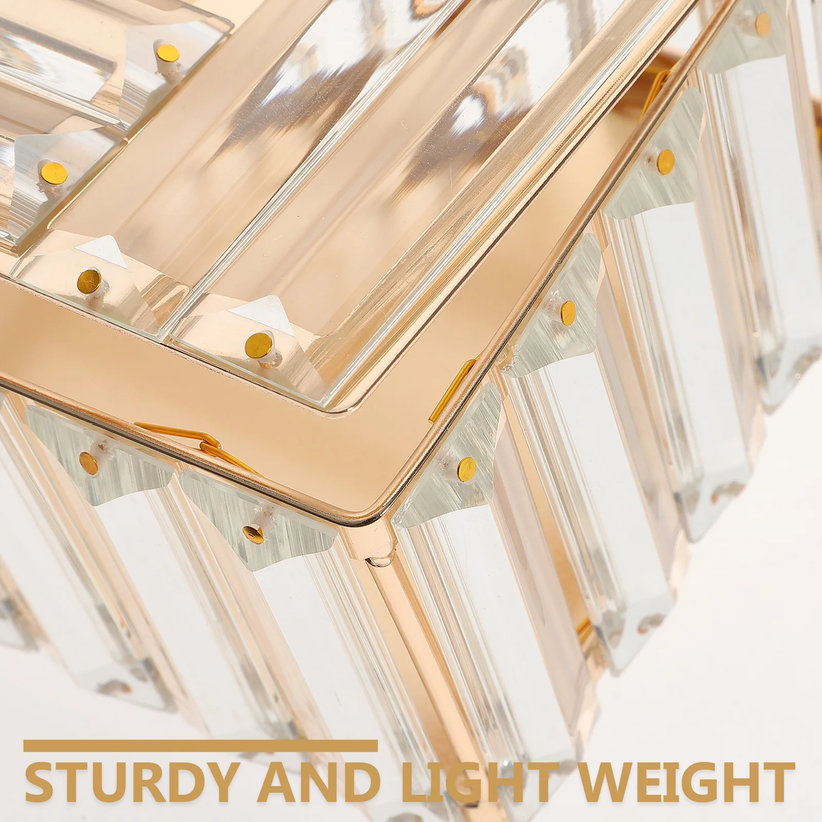 

Crystal Tissue Box Cover Rectangular Gold Paper Towel Dispenser Organizer Home Desktop Decor Alloy Long Time Use Stain