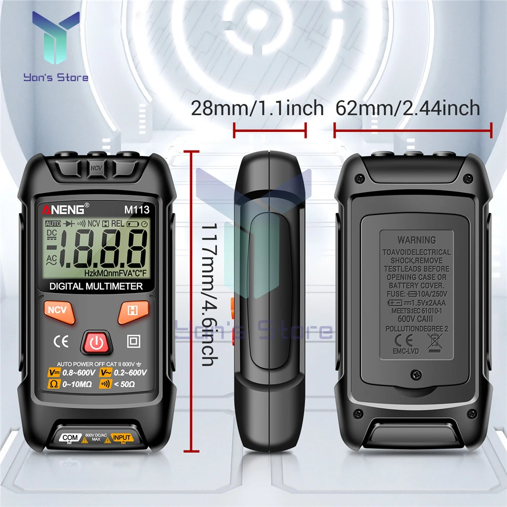 Imagem -06 - Multímetro Digital Profissional 1999 Contagens Auto ac dc Votage Tester Ohm Corrente Amperímetro Ferramenta Detector 1pc Aneng-m113