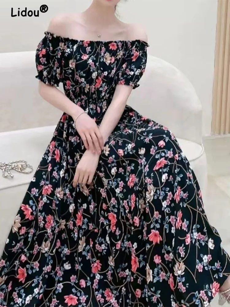 Women\'s Floral Print Ankle Skirts, Elegant Fashion, Office Lady, Chic, Vintage, Sundress, Summer, New, 2024