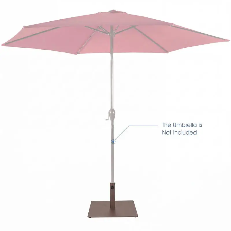 20 Inch Patio Umbrella Base Stand With 4 Adjustable Footpads, Heavy Duty Metal Structure For Outdoor Market And Cantilever Umbrellas, Stable Support For Courtyard Pool Restaurant Commercial Use, Brown