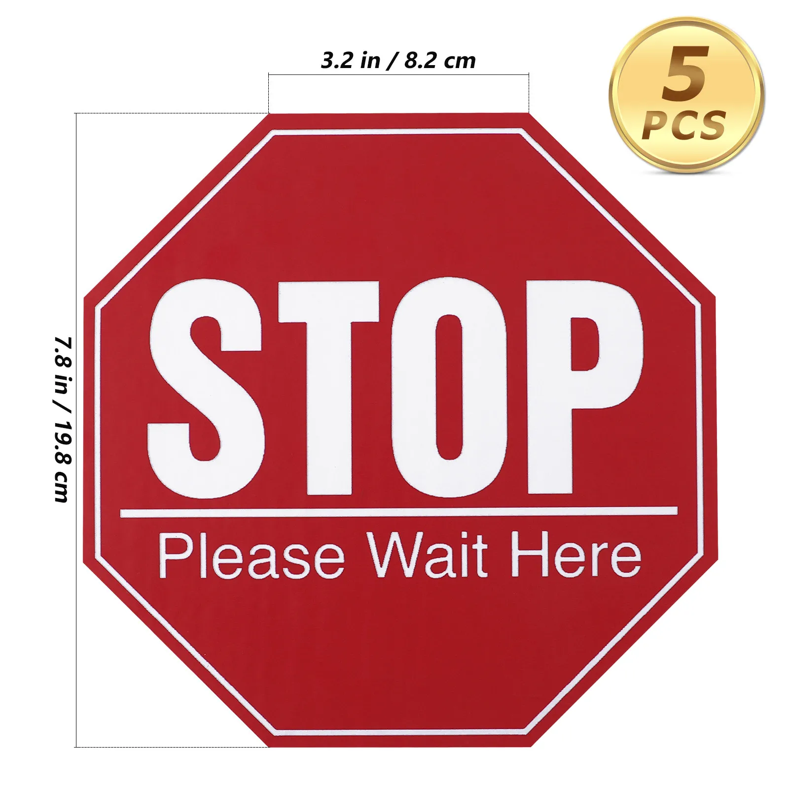 5Sheets Social Distancing Floor Decals Large Letter Printed Bright Warning Stickers for Classrooms Offices Shopping Centers Bus