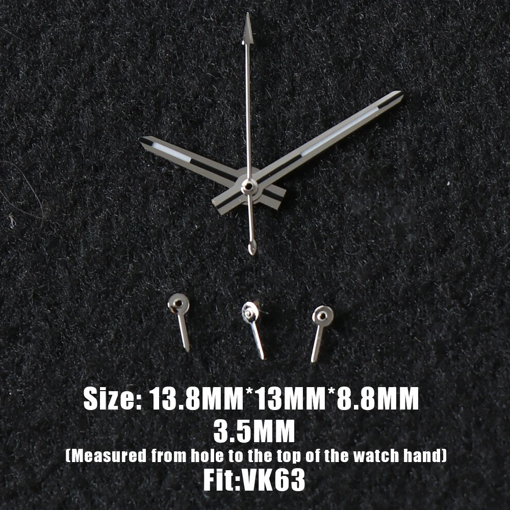 8.8*13*13.8mm VK63 Watch Hand for Seiko VK63 Movement Watch Needle Hands for Daytona VK63 6 Hands Green Luminous Red Gold Silver