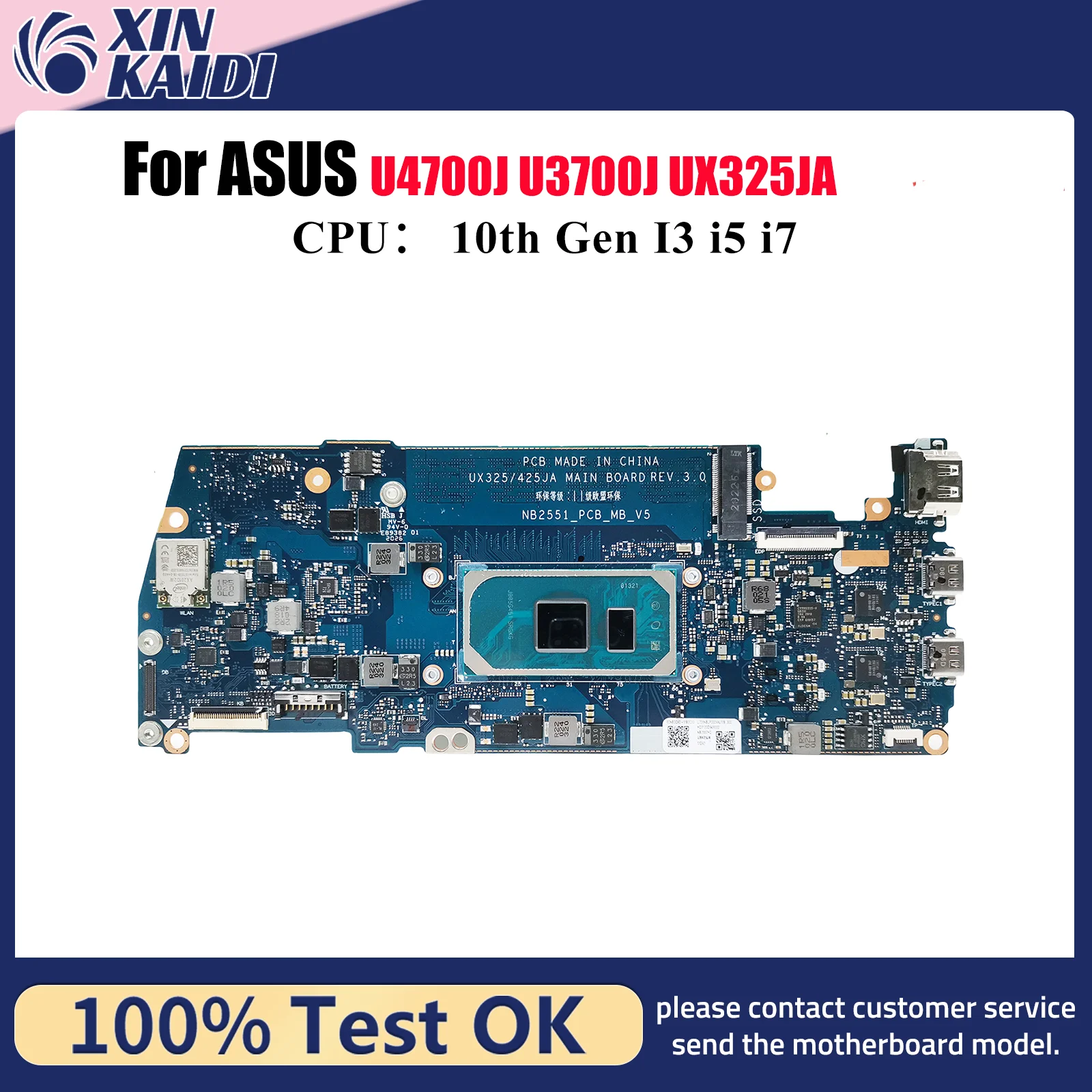 

UX325JA Материнская плата для ноутбука ASUS ZenBook U3700J UX325J U4700J UX325JA Материнская плата для ноутбука с 10-го поколения I3 i5 i7 100% тест в порядке