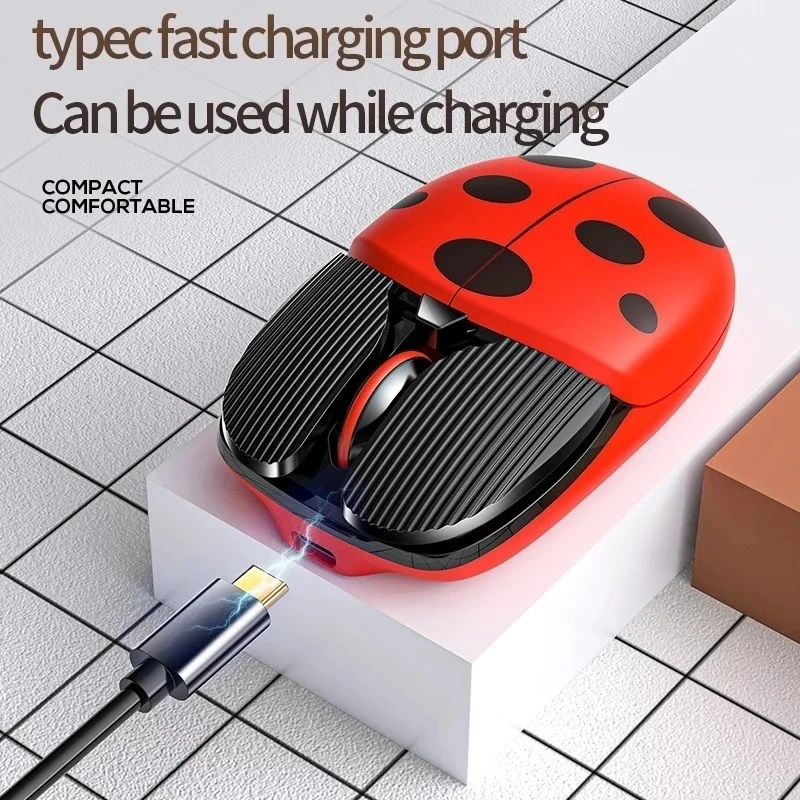 Wireless 2.4G Bluetooth Mouse USB Rechargeable Office Mouse 3 Mode Ergonomic Gaming Mice Cartoon Mini Mute Mouse For Laptop Kids