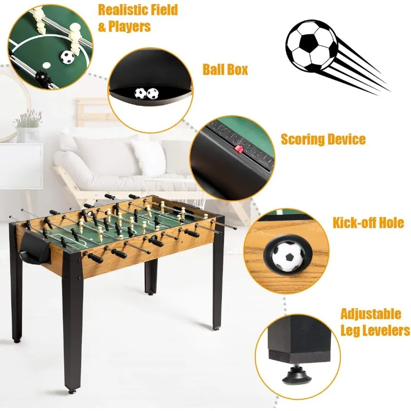 Giantex 48'' Foosball Table, Wooden Soccer Table Game w/Footballs, Suit for 4 Players, Competition Size Table Football for Kids,