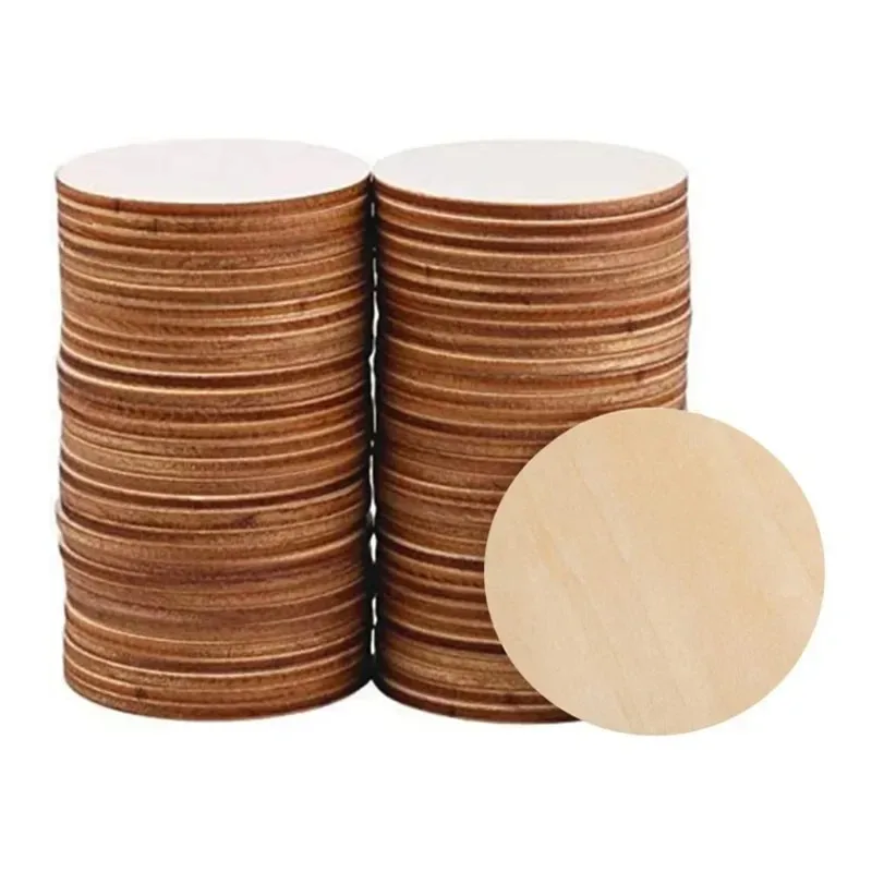 Cerchi in legno da 10/20/50/100 pezzi da 70 mm per artigianato, dischi rotondi in legno non finiti per pittura, colorazione, combustione e pirografia