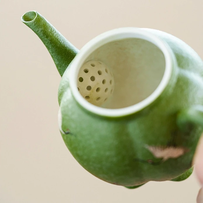 Citrus Green Crane Teapot Boutique Tea Infuser Pot Household Tea Soaking Kettle With Ball Hole Kung Fu Tea Tableware Gift view 3