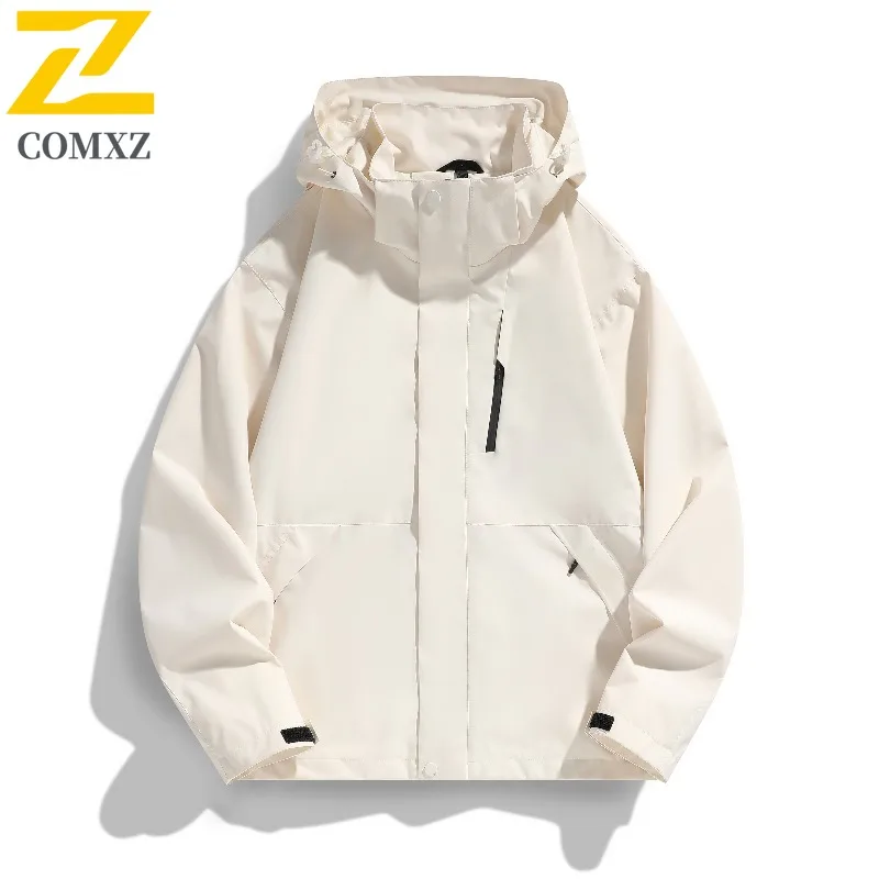

COMXZ Men Jackets Loose Lightweight Classic Outdoor Camping Hiking Travel Casual Windbreaker Coat Hooded Gorpcore Rider Jacket