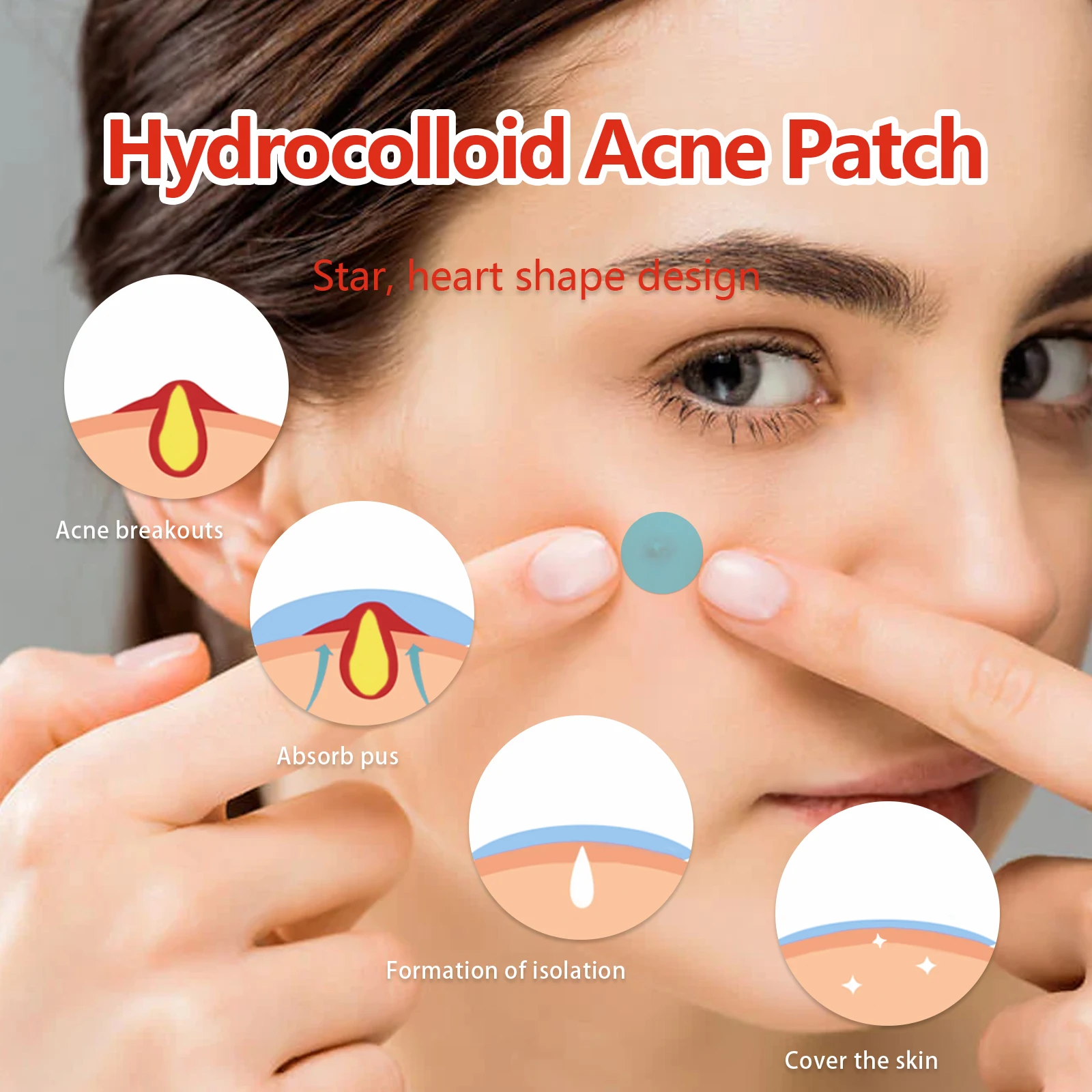Patchs d'acné colorés, traitement hydrocolloïde doux contre les imperfections, couverture de boutons respectueuse de la peau pour peaux sensibles