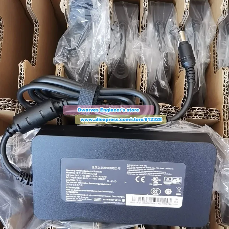 FSP280-ACAU3 AC Adapter 20V 14A 280W SiC Power Adapter for FSP Dawn 16S Jiaolong 16 Kuangshi Super