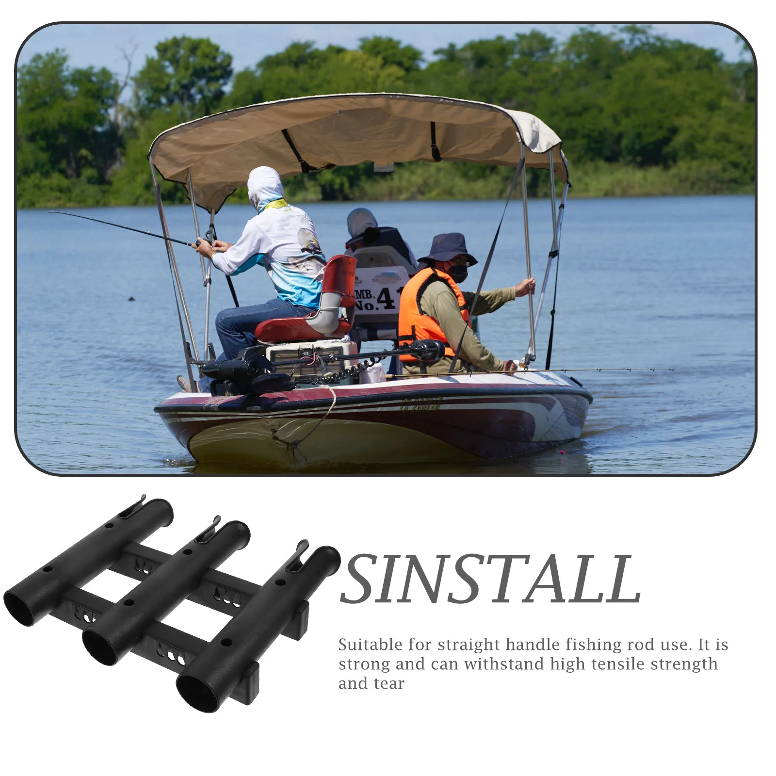 

1Set Fishing Pole Holder Triple Tube Plastic Rod Holder for Boats Kayaks Canoes Easy Install Fishing Rod Storage Rack