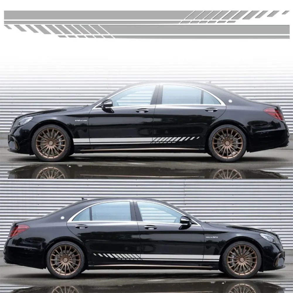 2 Stück PVC Auto-Seitendekor Universelle Coole Autotür-Streifen Mehrfarbiger Sport-Stil Rennstreifen Grafik-Aufkleber Offroad – Detail 7