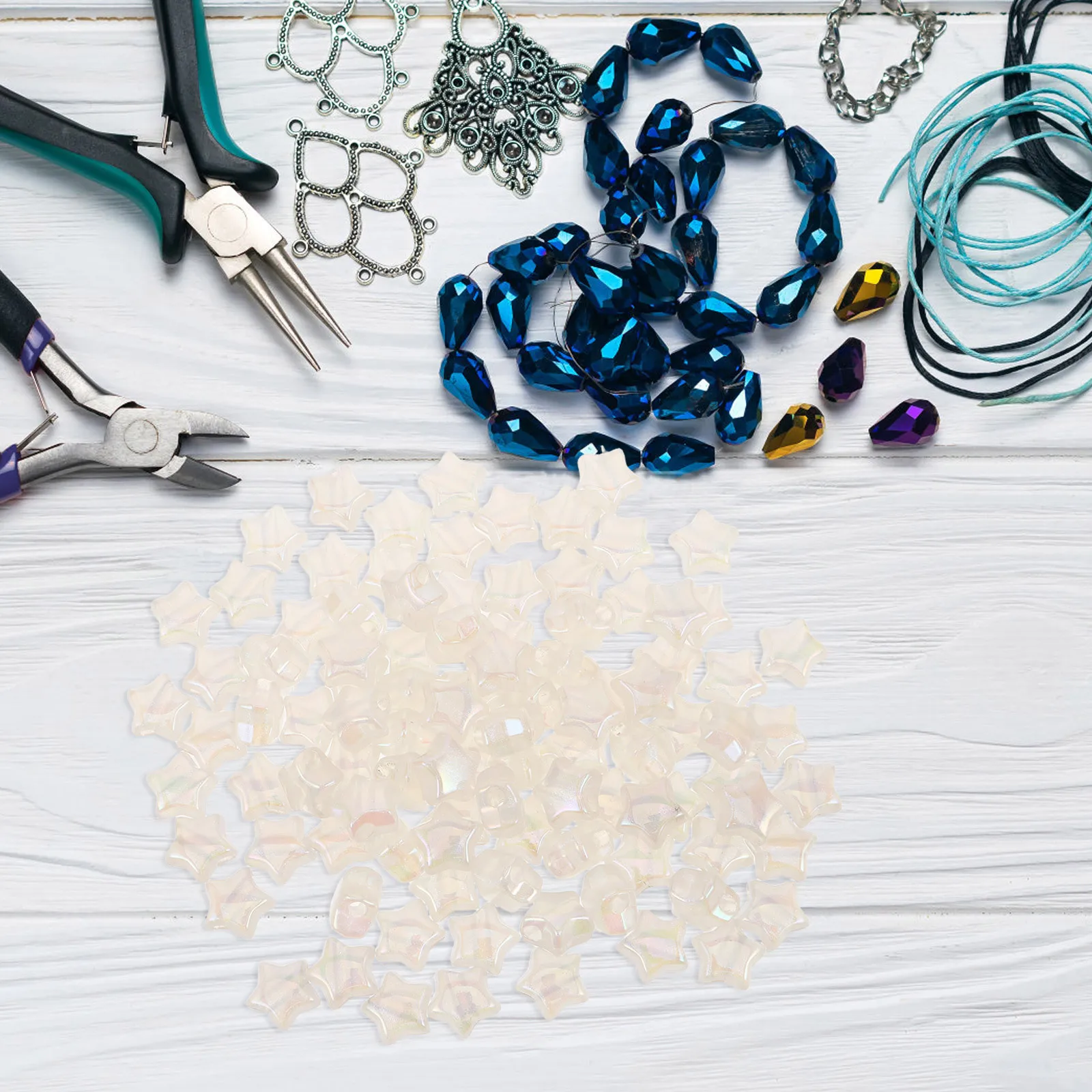 100Pcs Shape Plastic Beads Charming Loose Spacer Beads for Jewelry Making DIY Necklace Bracelet Lanyard