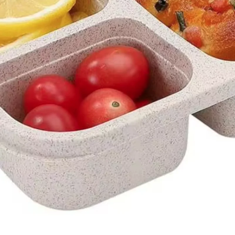 

4Pcs Divided Lunch Box 4-Compartment Eco-friendly Lunch Container Reusable Stackable Meal Prep Box for Work Picnic