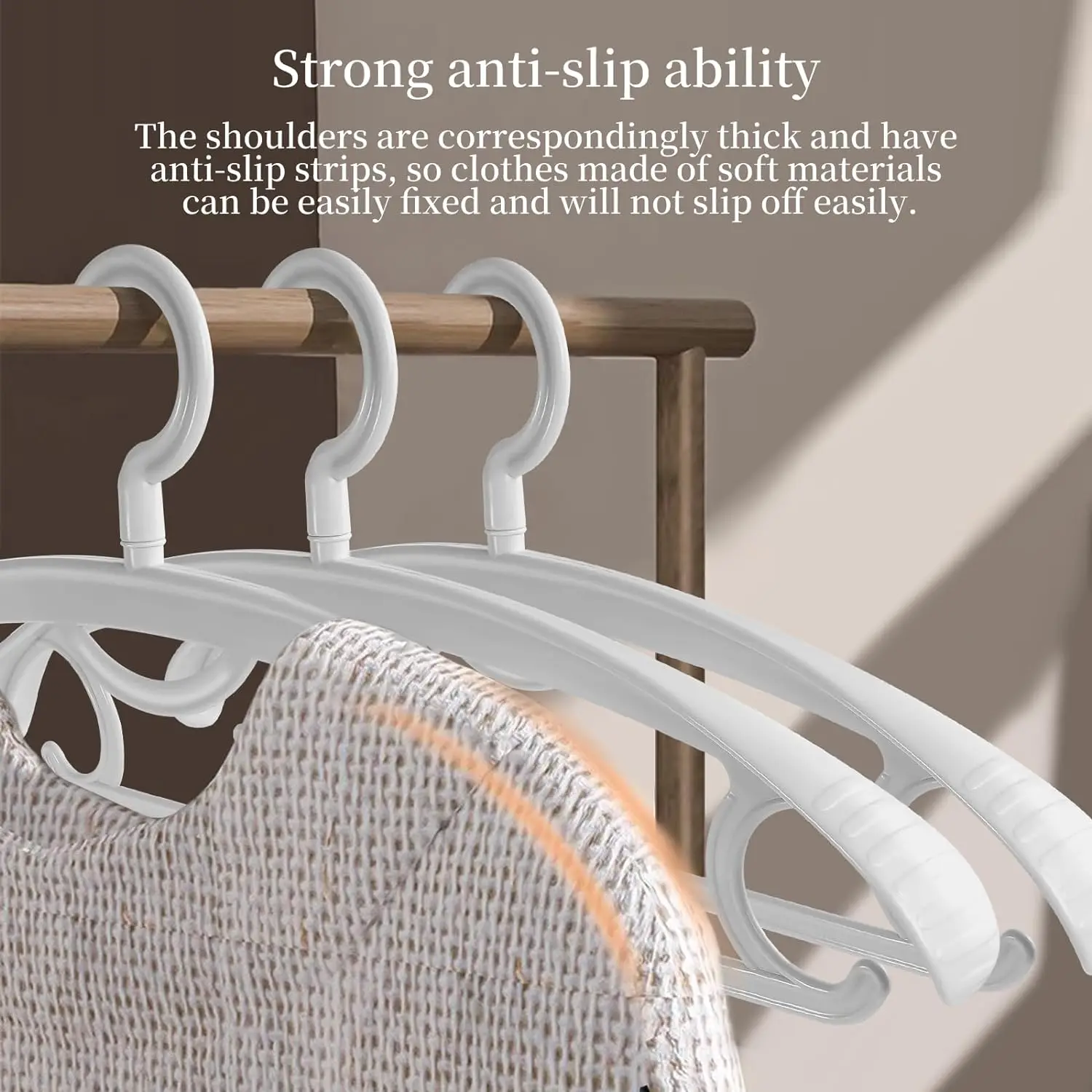 10pcs Adult Wide Shoulder Thickened Non-slip Clothes Hanger Household Clothes Rack Clothes Drying Rack Plastic Clothes Hanger