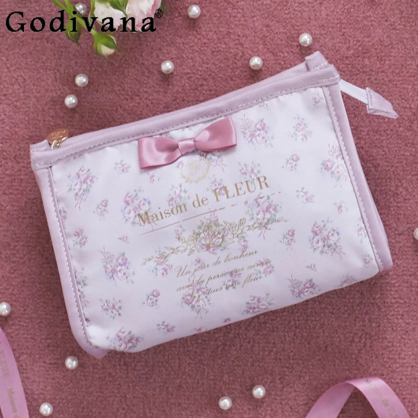 Sweet Cute Japanese Style Square Tissue Shape Cosmetic Storage Bag for Women Girl Heart Portable Large Capacity Pink Makeup Case